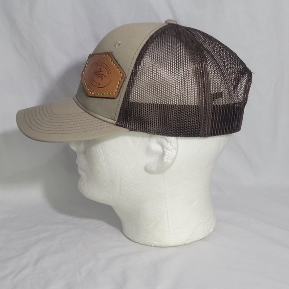 Men's Port Authority Leather Patch Trucker Snapback Workwear Hat Equestrian - Picture 8 of 16